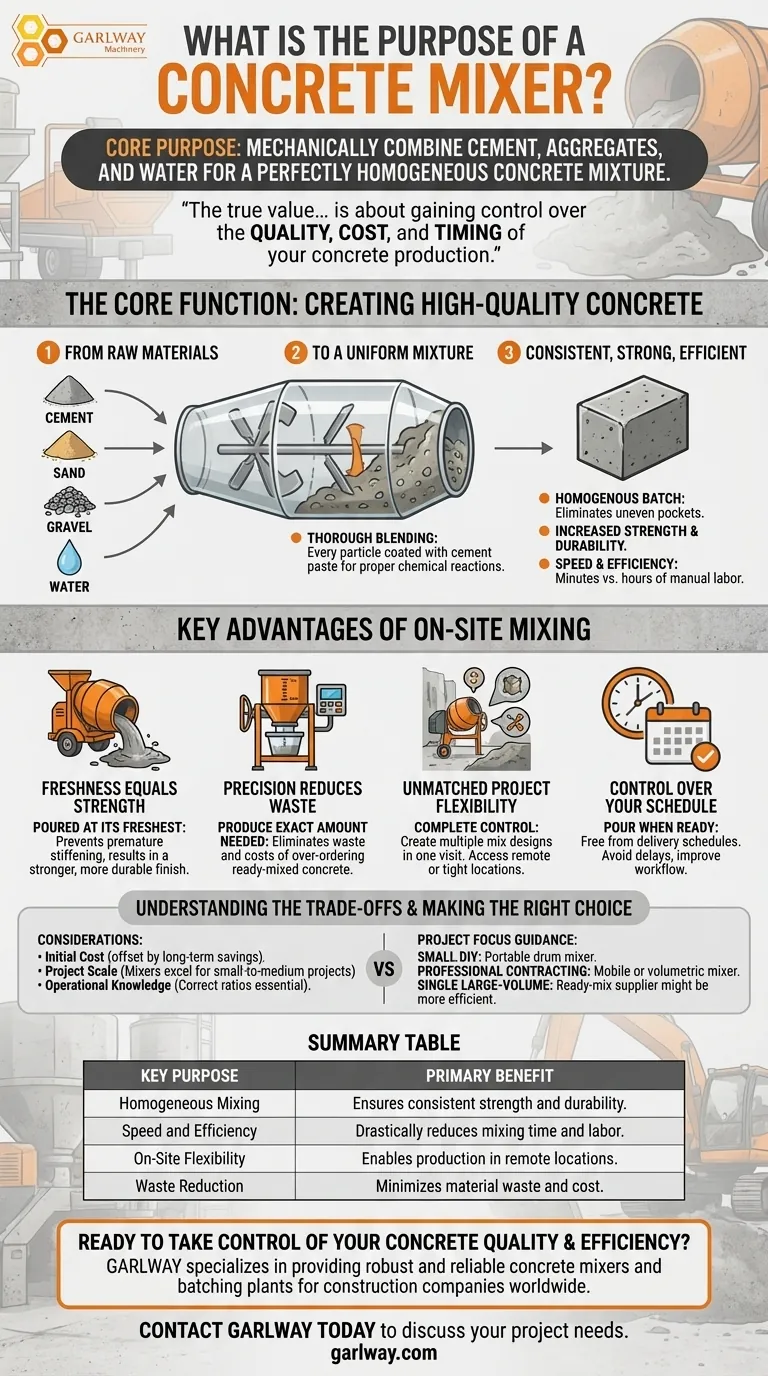 콘크리트 믹서의 목적은 무엇인가요? 완벽하고 즉석에서 가능한 콘크리트 혼합 달성 시각적 가이드