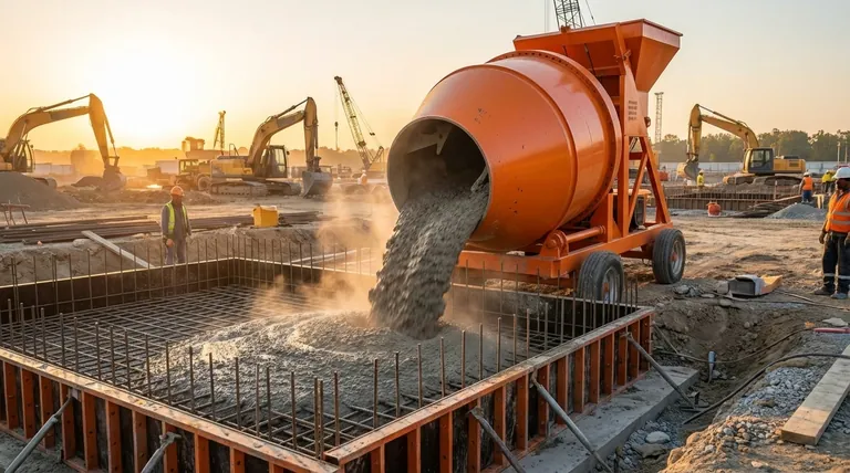 틸팅 드럼 믹서는 콘크리트를 어떻게 배출하나요? 빠르고 고품질의 콘크리트 타설을 달성하세요.