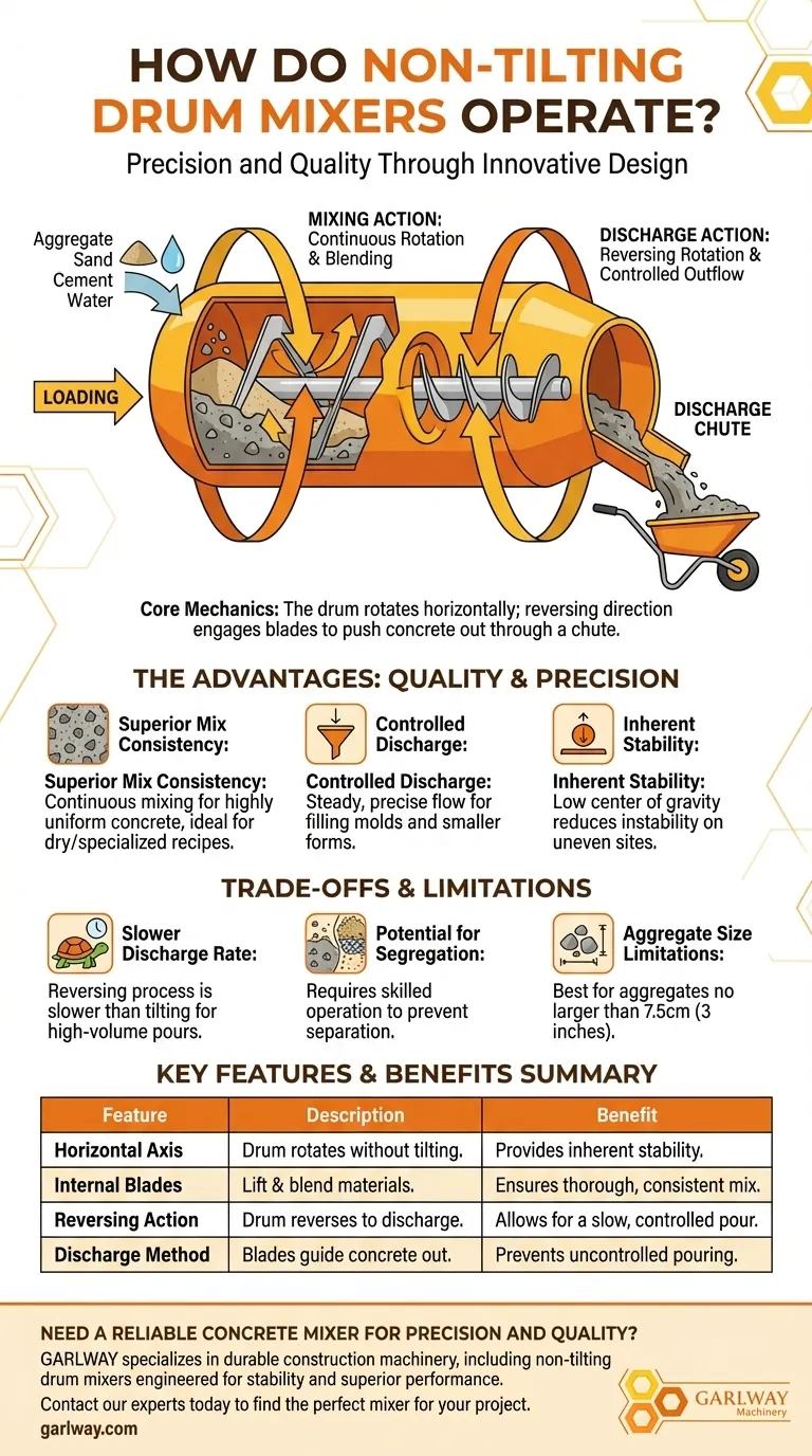 비경사 드럼 믹서는 어떻게 작동하나요? 마스터 제어, 고품질 콘크리트 혼합 시각적 가이드