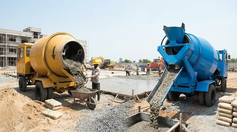 كيف تختلف خلاطات الأسطوانة العاكسة عن خلاطات الأسطوانة غير المائلة؟ دليل آليات التفريغ