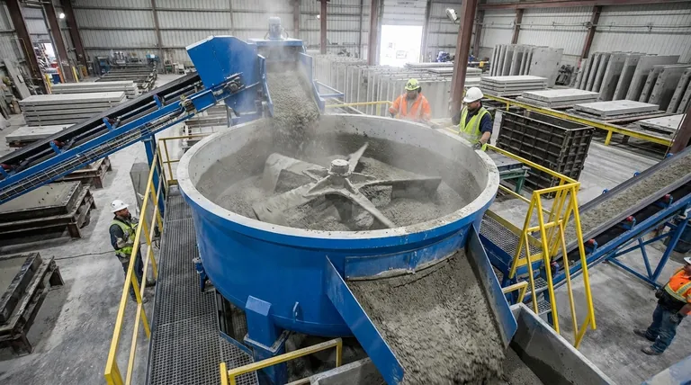 팬형 믹서가 효율적이라고 여겨지는 이유는 무엇인가요? 뛰어난 콘크리트 균질성 및 속도 달성