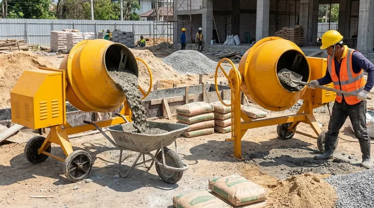 기울어지지 않는 드럼 믹서는 기울어지는 믹서와 어떻게 다르게 작동하나요? 속도 대 단순성 설명