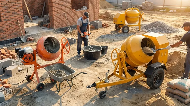 사용 가능한 모르타르 믹서의 주요 유형은 무엇인가요? 프로젝트 규모에 맞는 믹서 선택