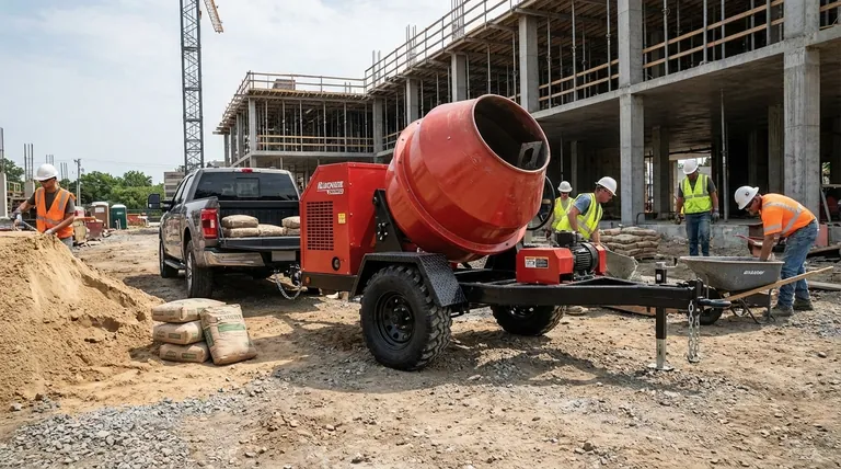 견인식 모르타르 믹서의 특징은 무엇인가요? 대규모 건설 현장의 생산성 향상