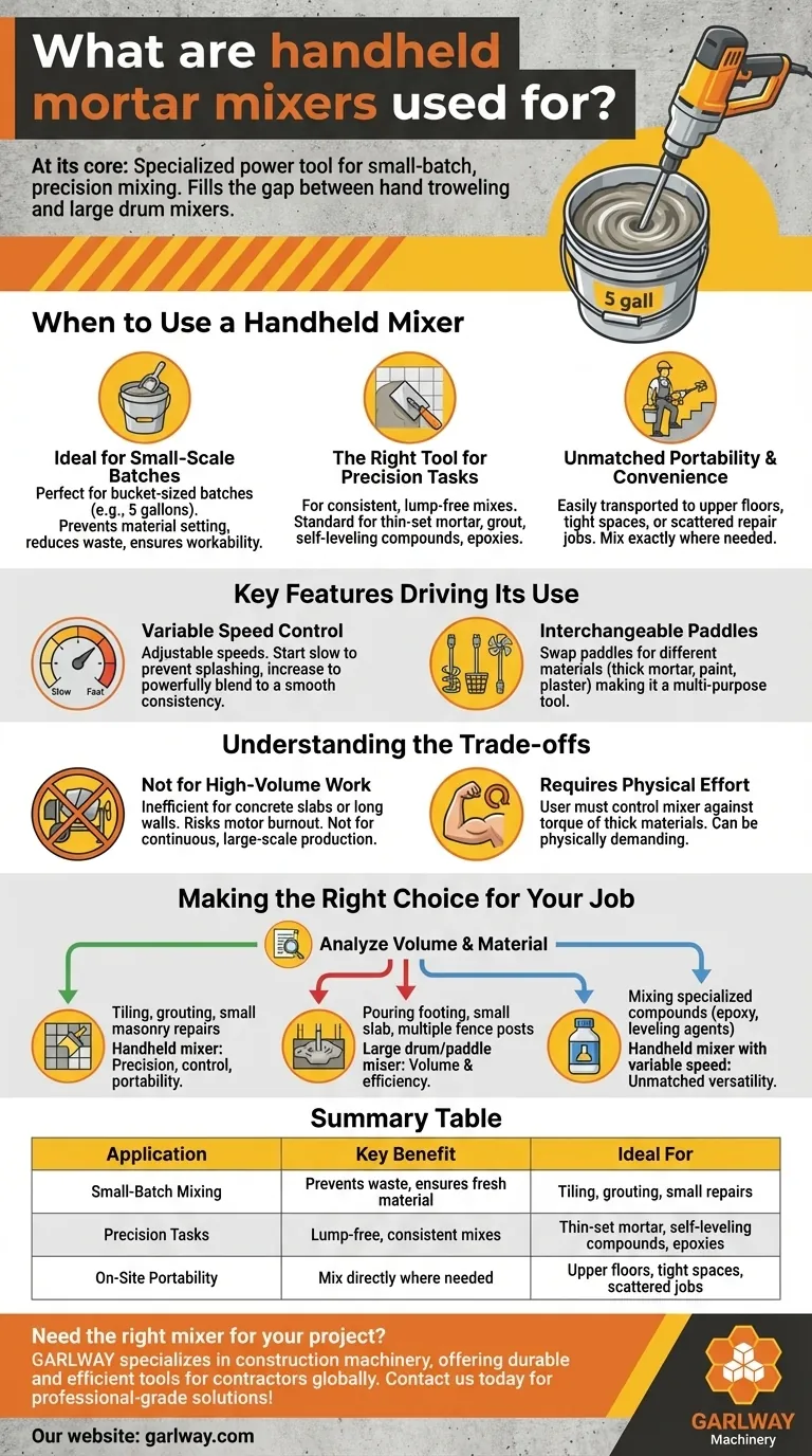 휴대용 모르타르 믹서는 무엇에 사용됩니까? 소규모 혼합 작업에 완벽합니다. 시각적 가이드