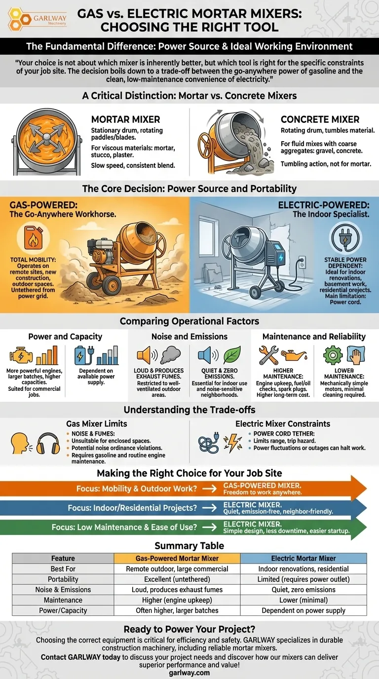 가스 및 전기 모르타르 믹서의 차이점은 무엇인가요? 작업 현장에 맞는 동력을 선택하세요. 시각적 가이드