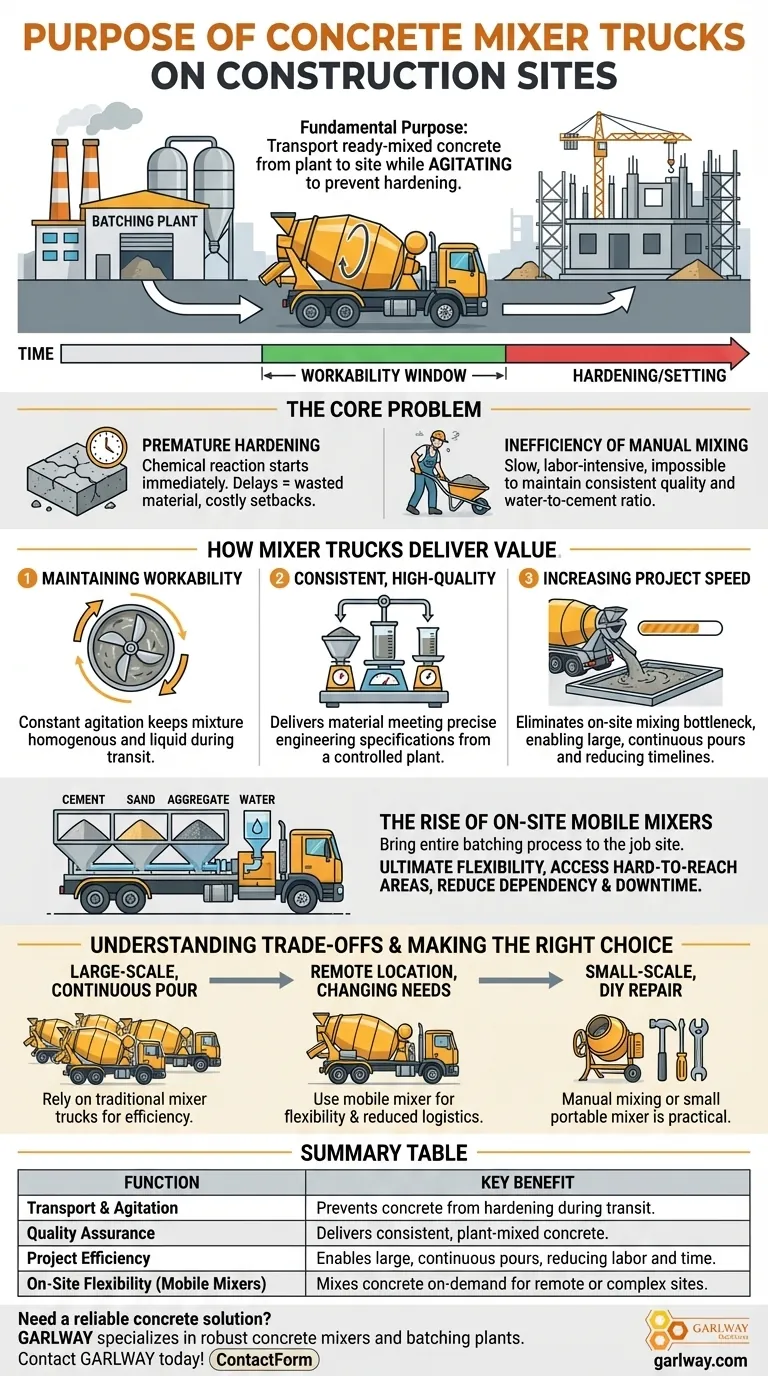 Quel est le but des camions malaxeurs à béton sur les chantiers de construction ? Assurer une livraison et une mise en place efficaces du béton Guide Visuel