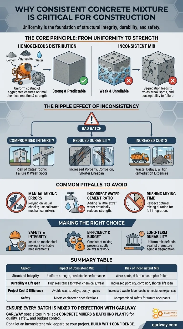 건설에서 일관된 콘크리트 혼합이 중요한 이유는 무엇인가요? 구조적 무결성 및 내구성 보장 시각적 가이드