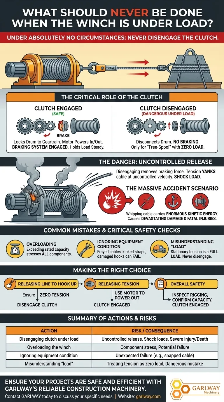Что никогда нельзя делать при работающей лебедке под нагрузкой? Избегайте катастрофического отказа с помощью этого критического правила Визуальное руководство
