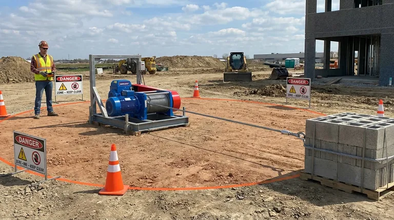 윈치 작동 중 유지해야 하는 거리는 얼마입니까? 중요 안전 구역 정의