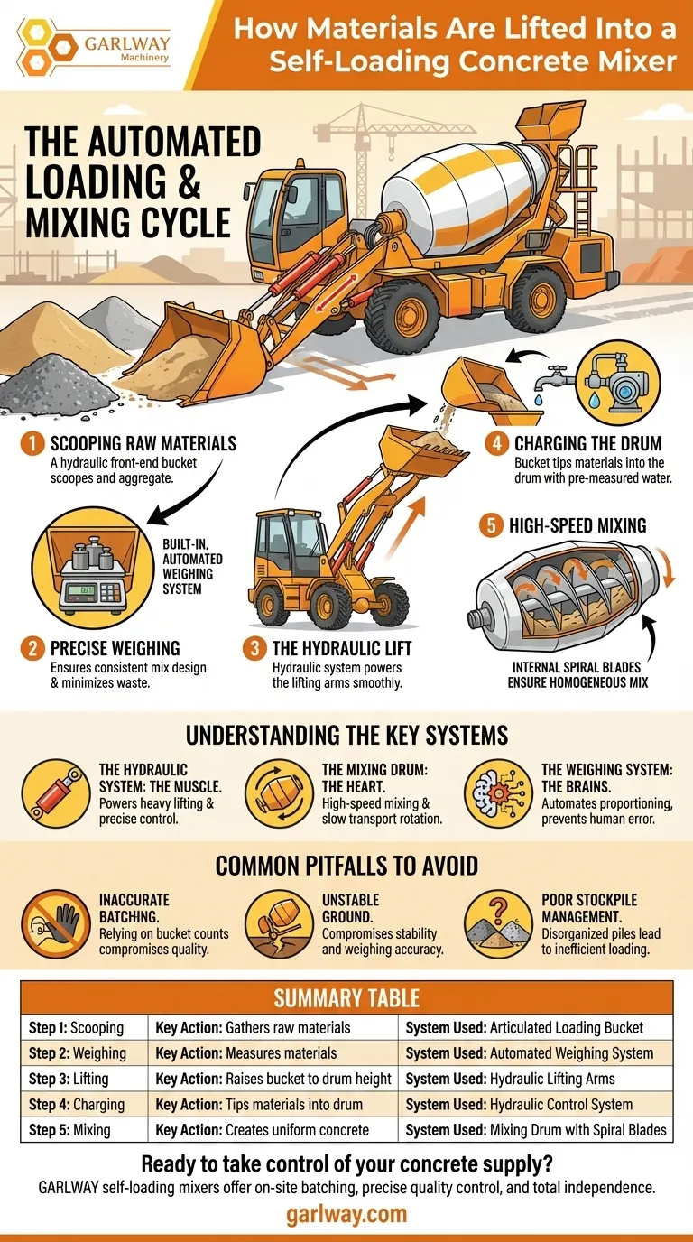Comment les matériaux sont-ils soulevés dans le tambour de malaxage d'un malaxeur à béton automoteur ? Voir le processus automatisé Guide Visuel