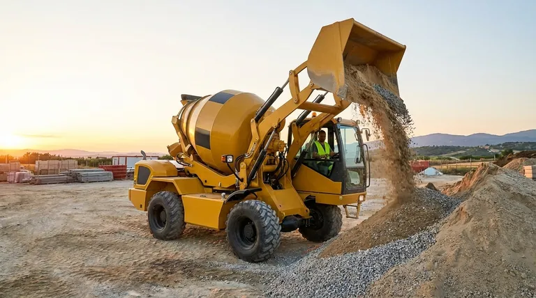 Comment les matériaux sont-ils soulevés dans le tambour de malaxage d'un malaxeur à béton automoteur ? Voir le processus automatisé