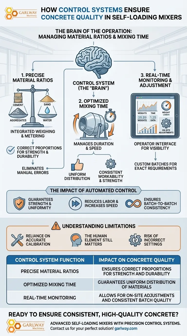 Comment le système de contrôle garantit-il la qualité du béton dans une bétonnière automotrice ? Automatisation de précision pour des résultats supérieurs Guide Visuel