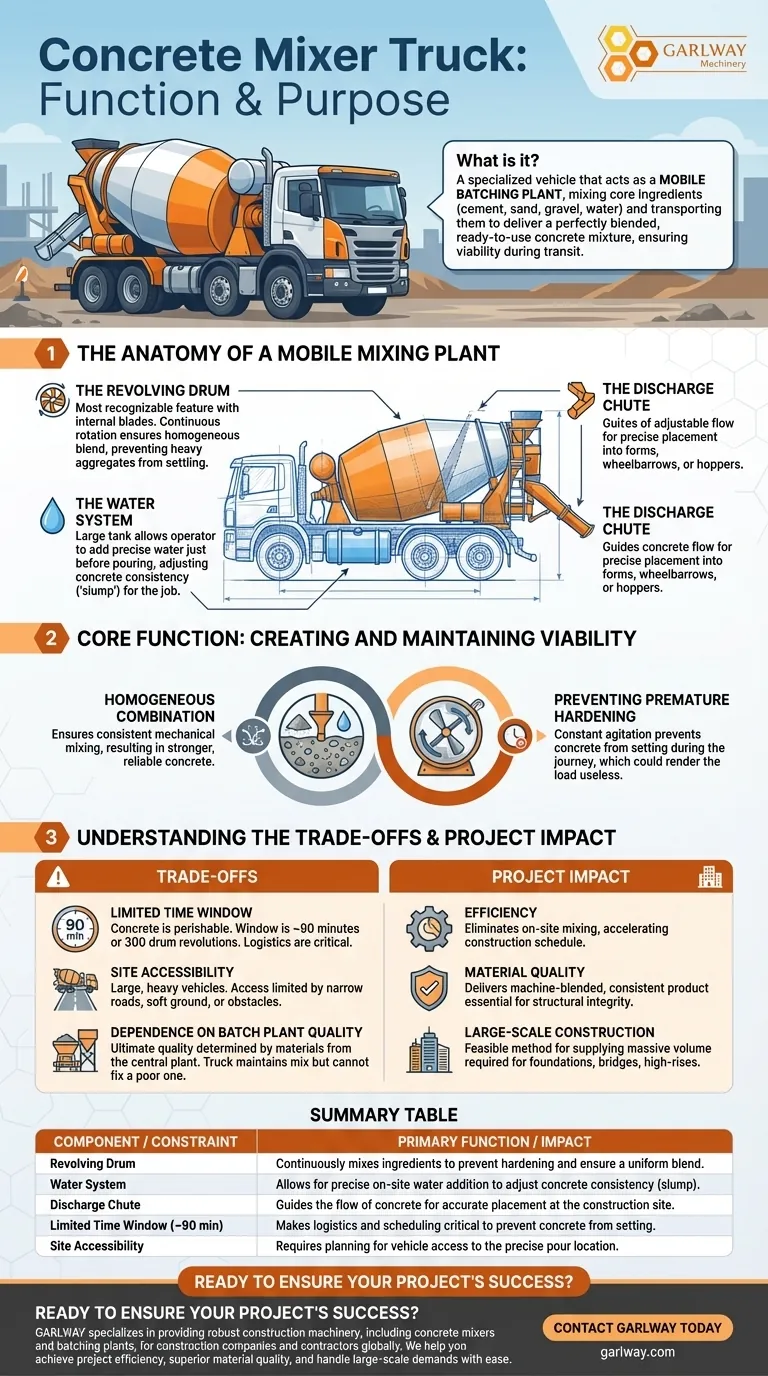 Qu'est-ce qu'un camion malaxeur à béton et quel est son objectif principal ? Votre clé pour une livraison de béton efficace et de haute qualité Guide Visuel