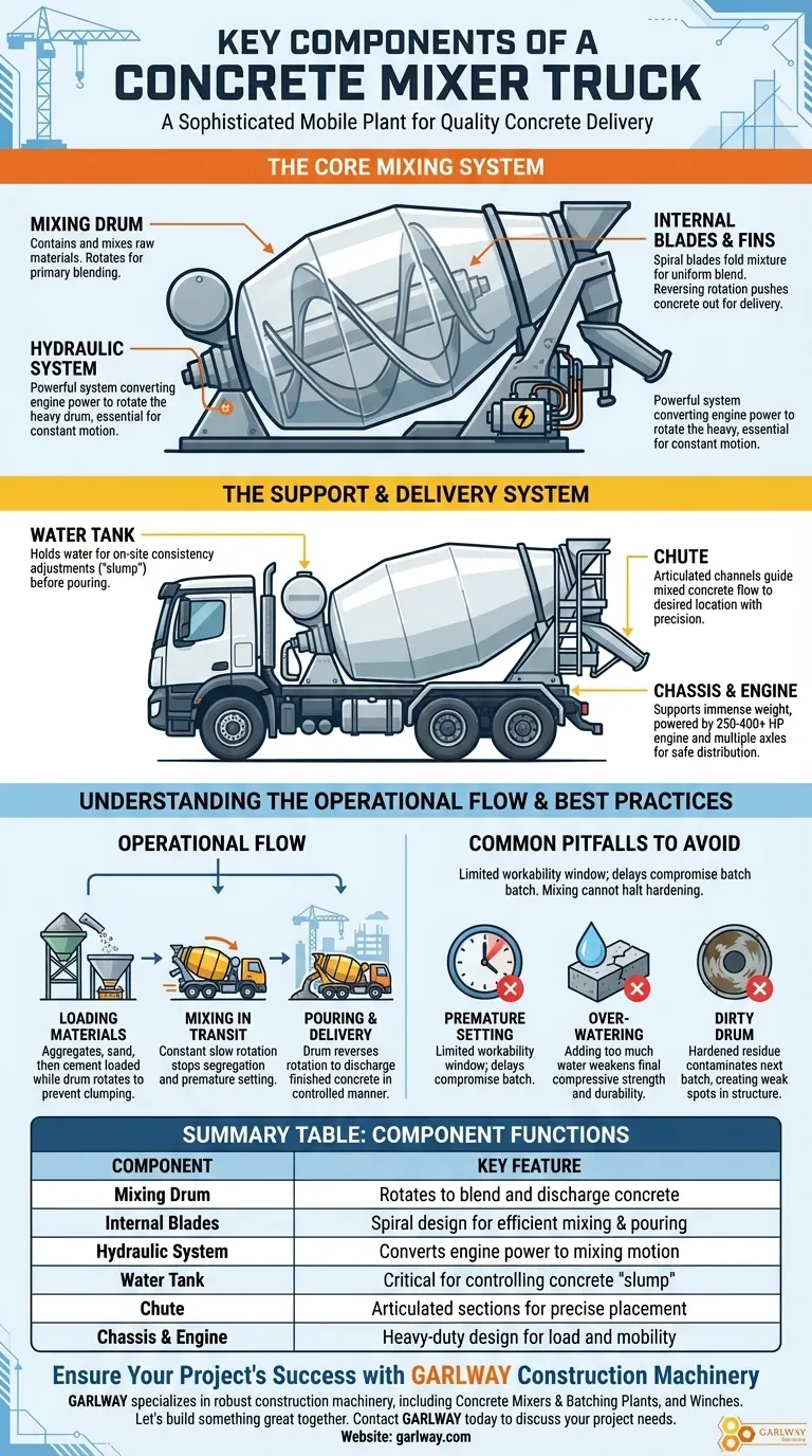 Quels sont les composants clés d'un camion malaxeur à béton ? Pièces essentielles pour une livraison fiable de béton Guide Visuel