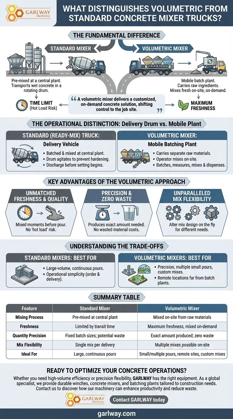 부피 콘크리트 믹서 트럭과 일반 트럭의 차이점은 무엇인가요? 현장 유연성 극대화 및 폐기물 제로 시각적 가이드