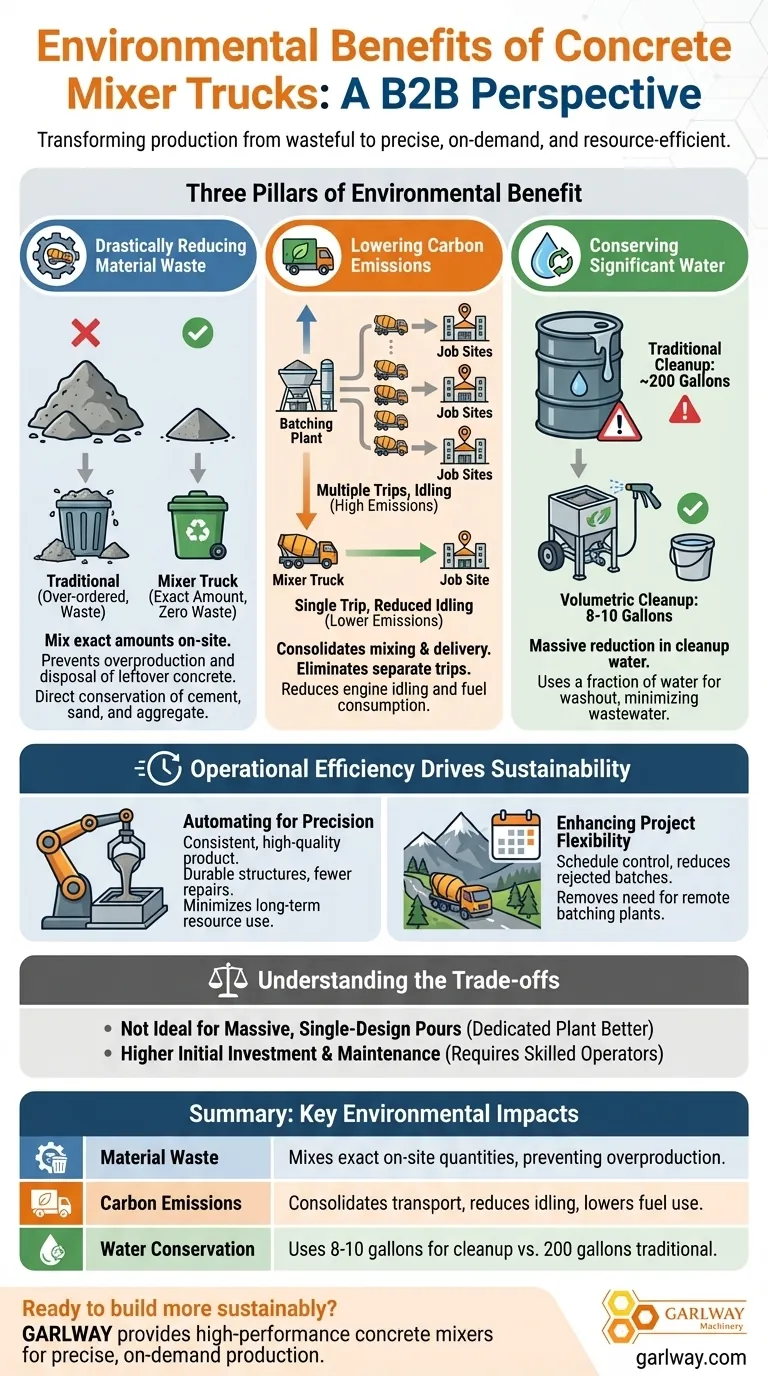 Quels sont les avantages environnementaux des camions malaxeurs à béton ? Réduisez les déchets et les émissions sur votre chantier Guide Visuel