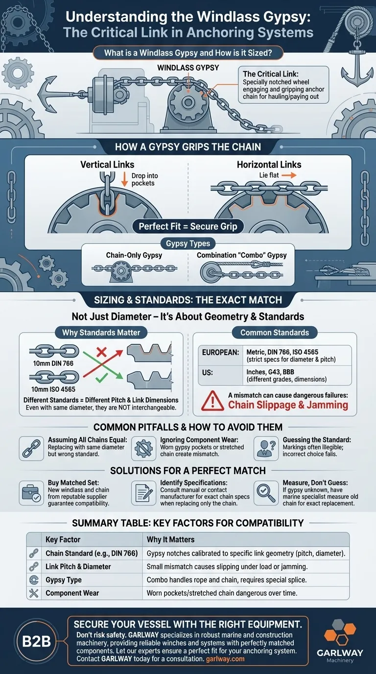 What is a windlass gypsy and how is it sized? Ensure a Perfect Match for Safe Anchoring Visual Guide
