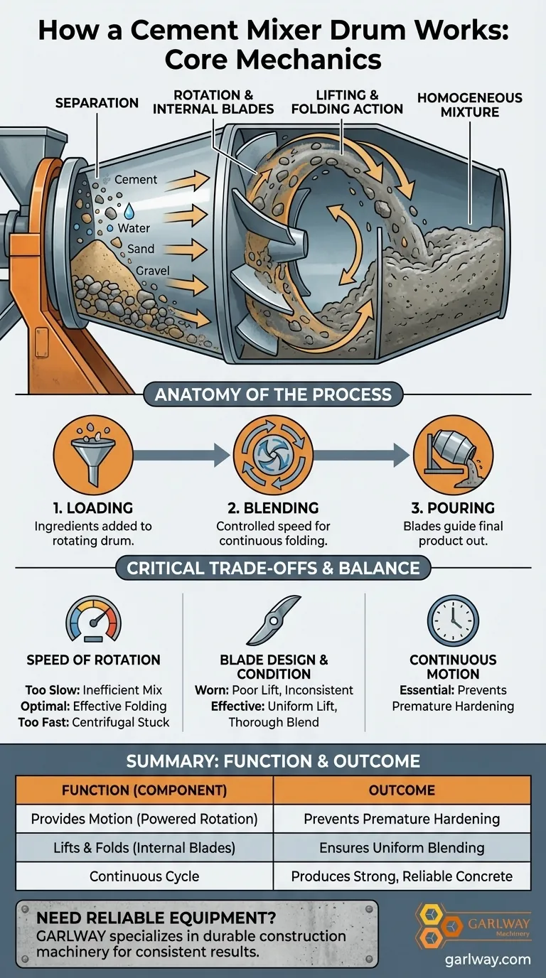 시멘트 믹서의 믹싱 드럼은 어떻게 작동하나요? 완벽하고 균질한 콘크리트의 핵심 시각적 가이드