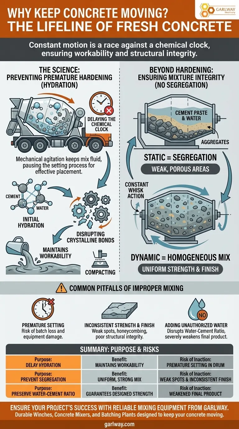 Why is it important to keep the concrete moving in a cement mixer? Ensure Quality and Strength Visual Guide