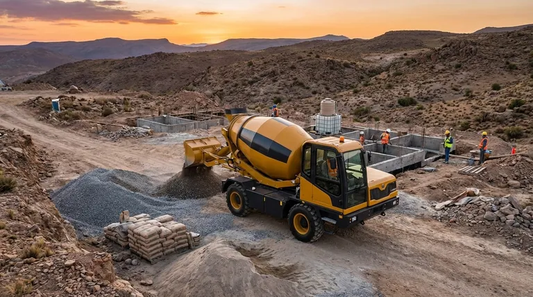 원격 건설 현장에 자체 로딩 믹서가 적합한 이유는 무엇인가요? 현장에서 콘크리트 완전 자립 달성