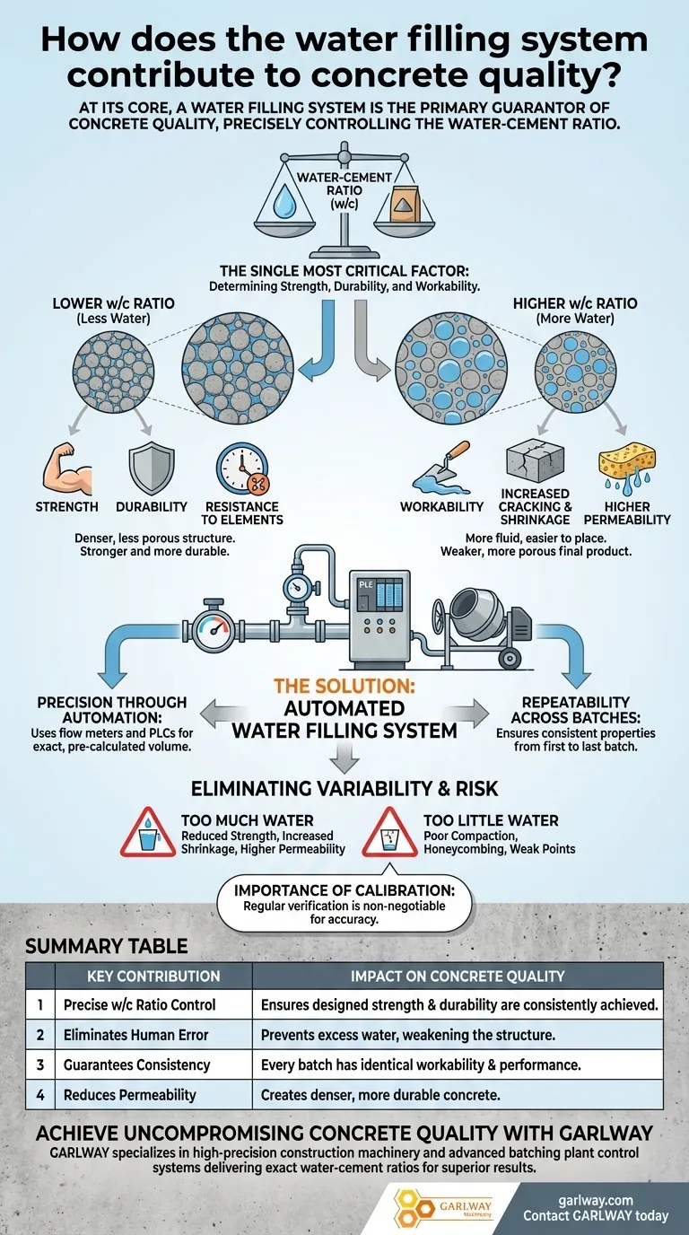 물 충진 시스템이 콘크리트 품질에 어떻게 기여합니까? 우수한 강도를 위해 정확한 물-시멘트 비율을 보장합니다. 시각적 가이드