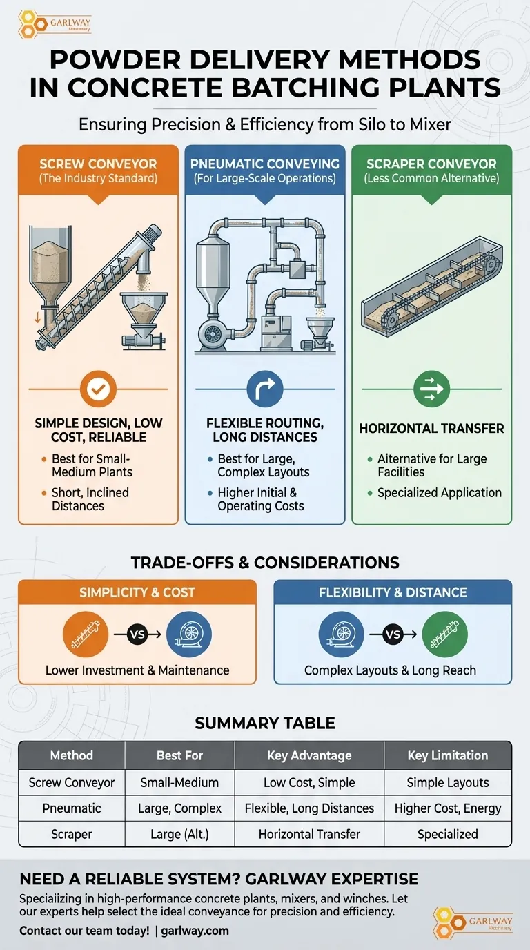 콘크리트 배치 플랜트에서 분말 공급의 일반적인 방법은 무엇인가요? 플랜트 효율 최적화 시각적 가이드