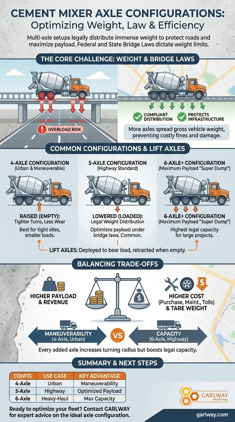 Quelles sont les configurations d'essieux courantes pour les bétonnières et pourquoi sont-elles importantes ? Maximisez votre charge utile légalement Guide Visuel