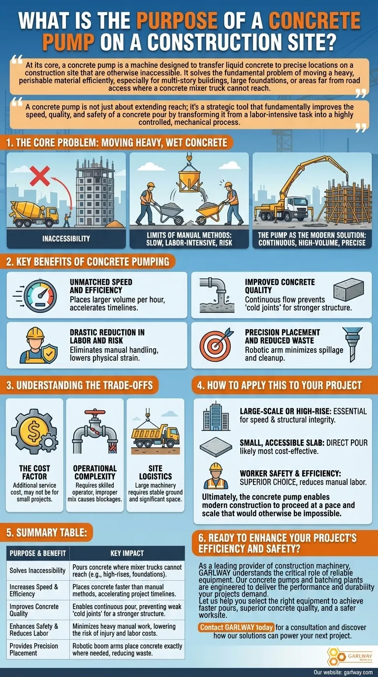 건설 현장에서 콘크리트 펌프의 용도는 무엇인가요? 더 빠르고 안전하며 정밀한 콘크리트 타설을 달성하세요. 시각적 가이드