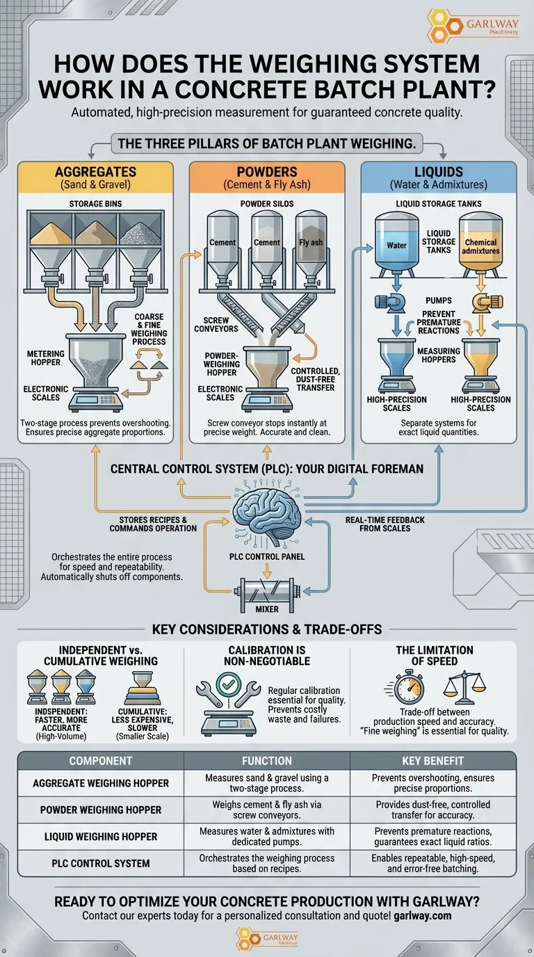 콘크리트 배치 플랜트의 계량 시스템은 어떻게 작동하나요? 정밀한 배치 및 비용 관리 달성 시각적 가이드
