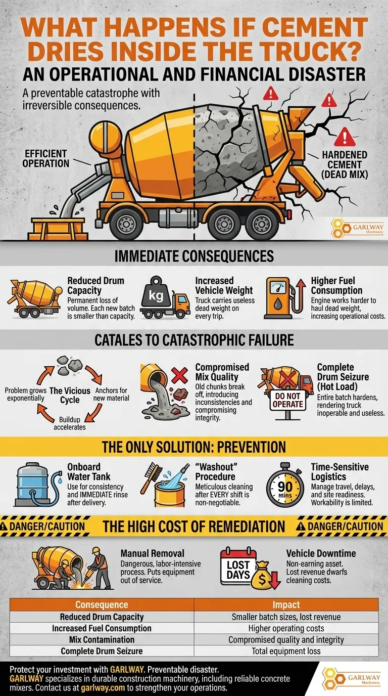 Cosa succede se il cemento si secca all'interno del camion? Evita costosi tempi di inattività e danni alle attrezzature Guida Visiva