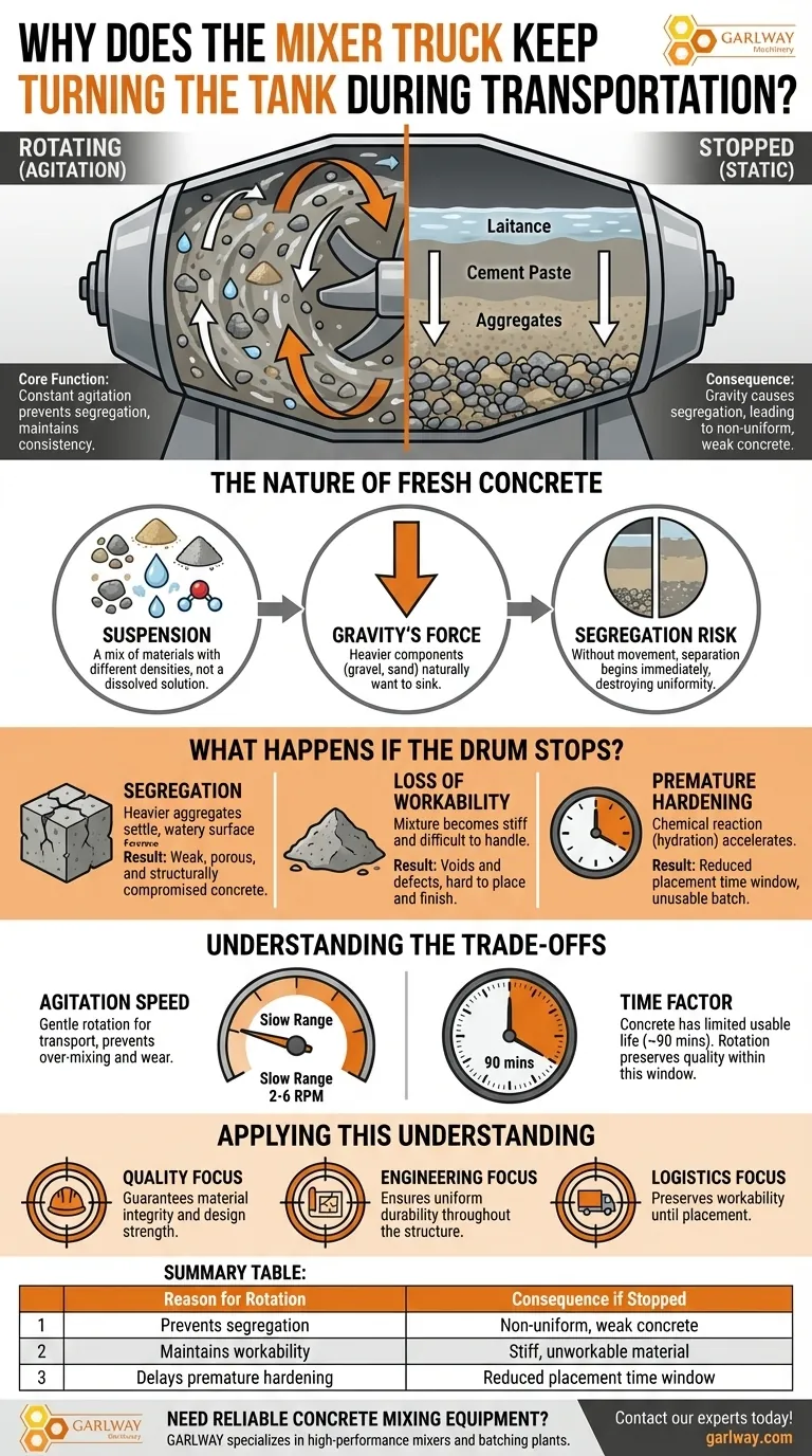 ¿Por qué el camión hormigonera no deja de girar el tanque? Para prevenir la segregación del concreto y asegurar la calidad Guía Visual
