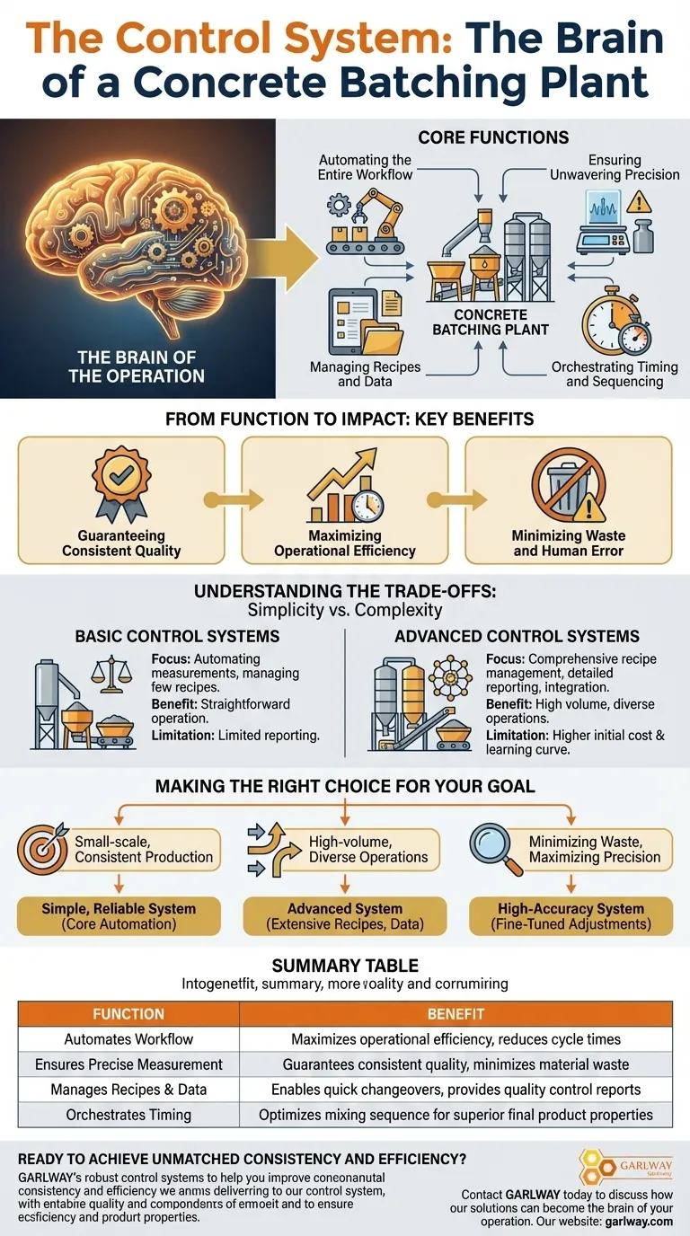 콘크리트 배치 플랜트에서 제어 시스템은 어떤 역할을 합니까? 품질 및 효율성을 위한 두뇌 시각적 가이드