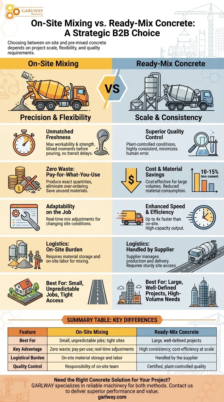 Quels sont les avantages du mélange sur site par rapport au béton pré-mélangé ? Optimiser les coûts et la flexibilité Guide Visuel